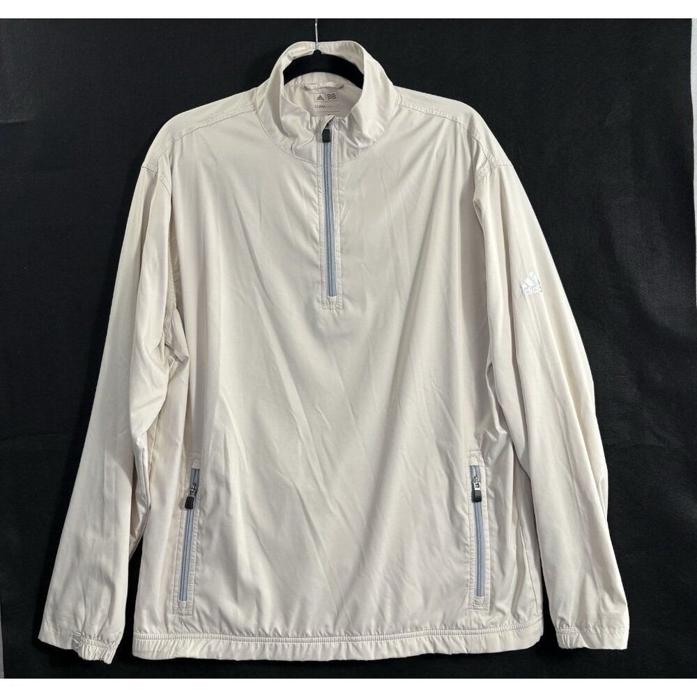 ADIDAS Men Climaproof Pullover Long Sleeve Golf Jacket Sz M Ivory‎ Sports 2a-12